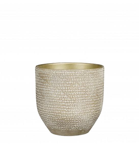 Okrasni lonec Carrie champagne metallic Ø24 h.22 cm
