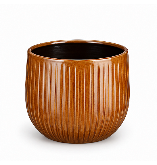 Okrasni lonec Pablo ochre ribble Ø16 h.14 cm